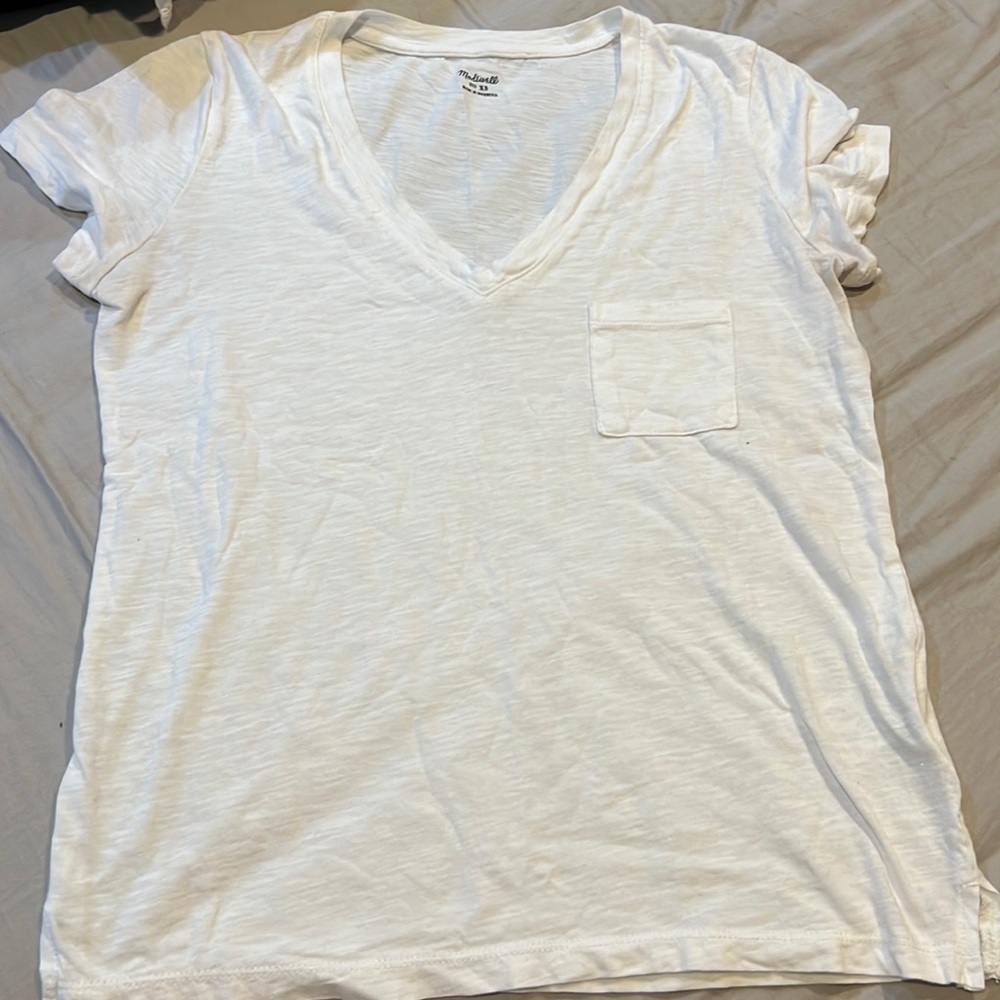 White tee shirt. Worn once. Good condition. $13 or best offer